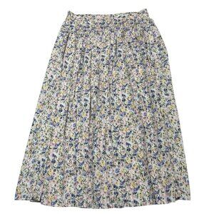 Vintage Knit & Pearl Skirt Womens M White Purple Floral Maxi Cottagecore Western